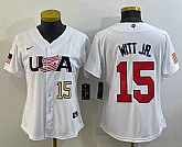Women's USA Baseball #15 Bobby Witt Jr Number 2023 White World Classic Replica Stitched Jerseys,baseball caps,new era cap wholesale,wholesale hats